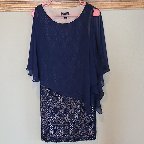 Connected‎ apparel womens navy blue cocktail sleeveless dress size 8p - Picture 1 of 5